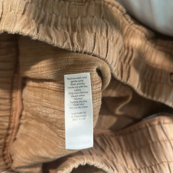 Athleta Womens Pants 26 Linen Textured Wide Leg Brown Pockets Beach Coastal - Picture 10 of 14
